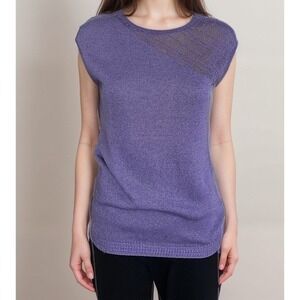 GIANNI VERSACE Knit Blouse Top Women Sz 42 (US M) Purple Sleeveless Cotton Blend